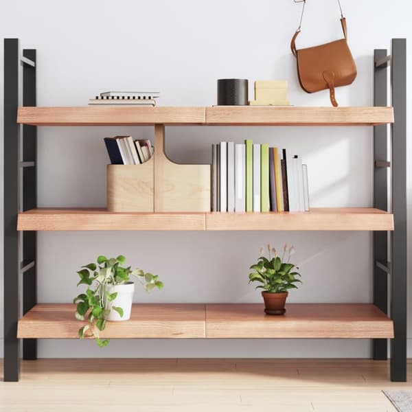 væghylde 140x60x(2-6) cm behandlet massivt egetræ lysebrun