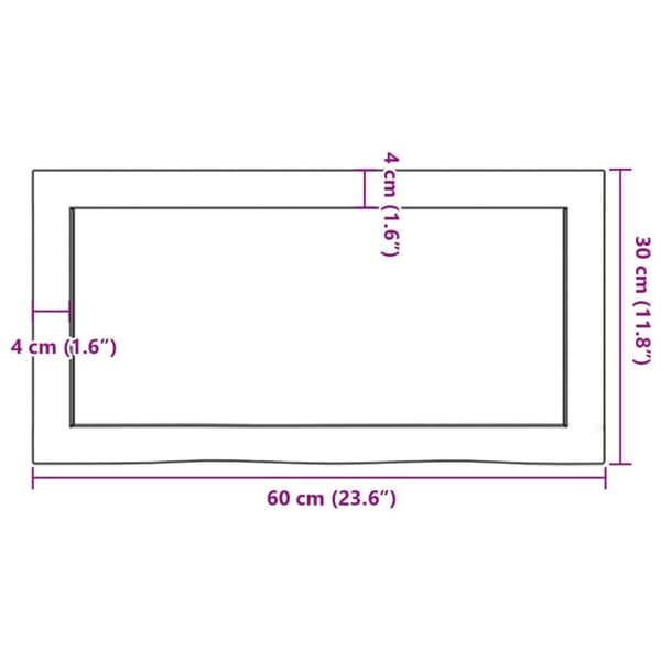 Seinähylly tummanruskea 60x30x(2-6) cm käsitelty täystammi