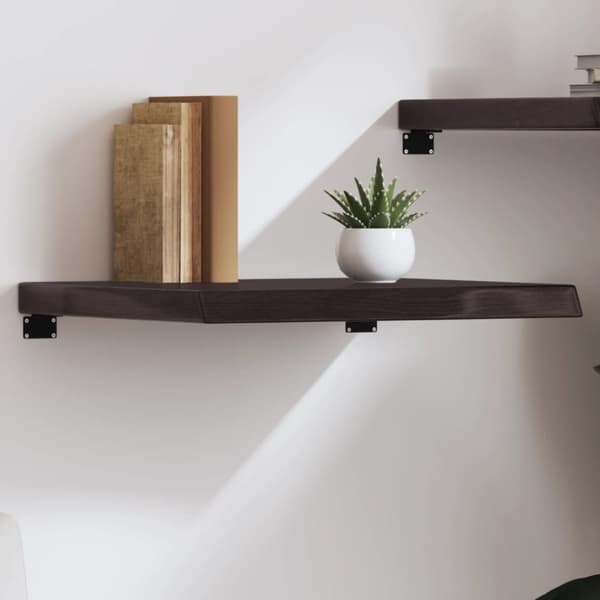 Vägghylla mörkbrun 60x50x(2-6) cm behandlad massiv ek