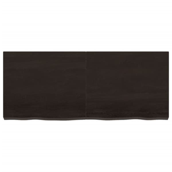 væghylde 120x50x(2-6) cm behandlet massivt egetræ mørkebrun