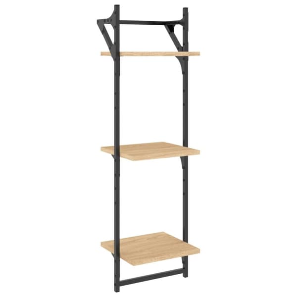 Vägghyllor 3-plan med stänger 2 st sonoma-ek 30x25x100 cm