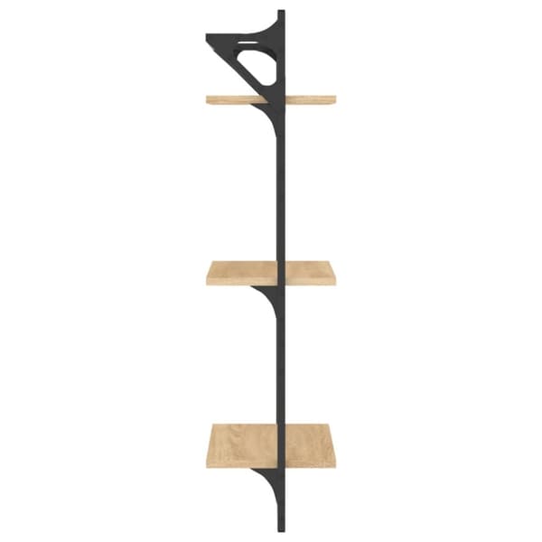 Vägghyllor 3-plan med stänger 2 st sonoma-ek 30x25x100 cm