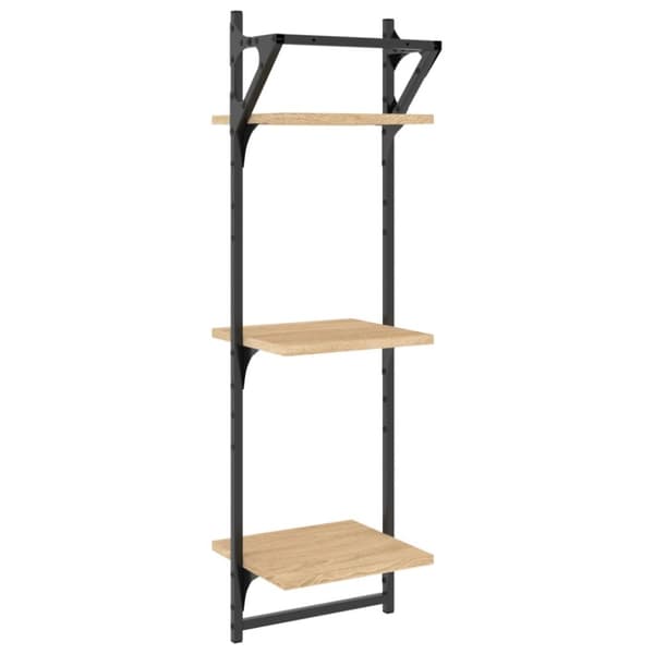 Vägghyllor 3-plan med stänger 2 st sonoma-ek 30x25x100 cm