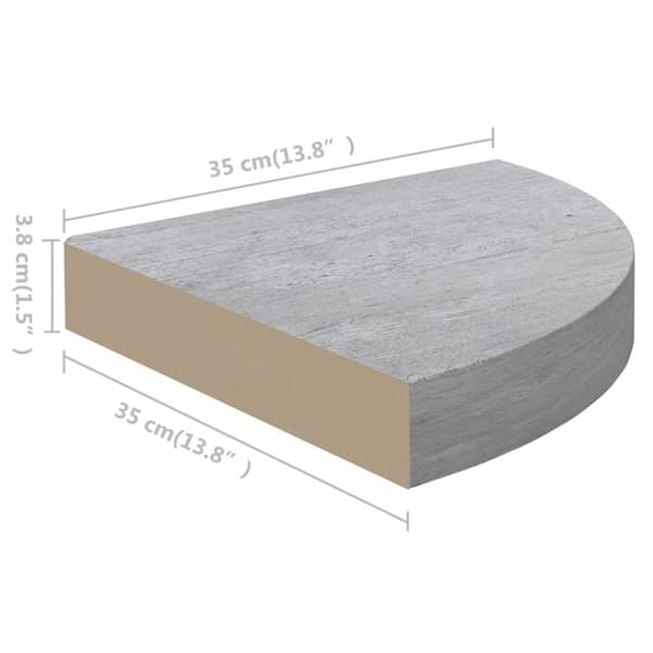 Svävande hörnhyllor 2 st betonggrå 35x35x3,8 cm MDF
