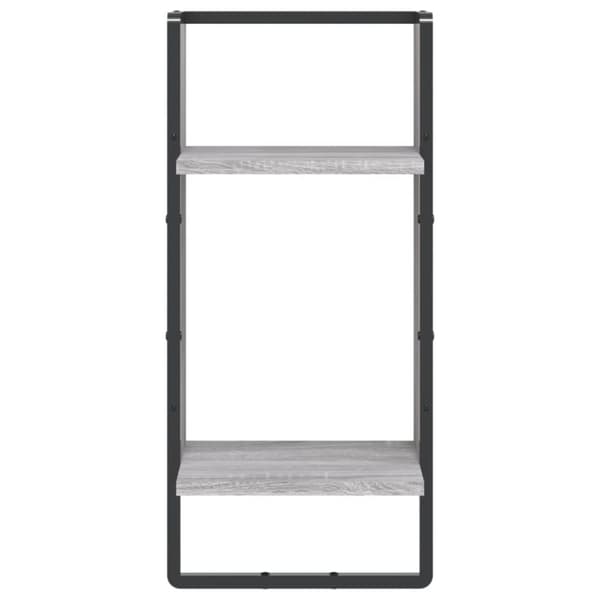 væghylde med stang 30x25x65 cm grå sonoma-eg