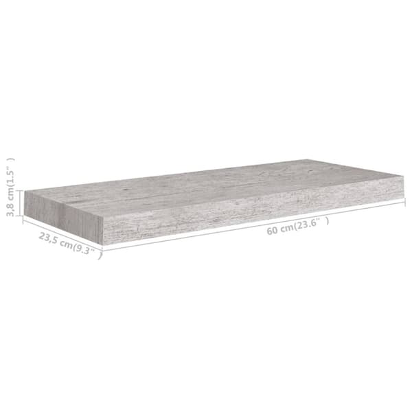 væghylde 60x23,5x3,8 cm MDF betongrå