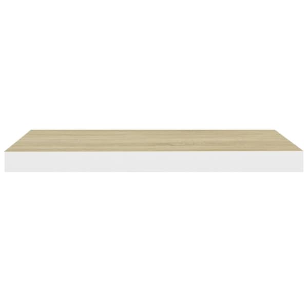 Svävande vägghylla ek och vit 60x23,5x3,8 cm MDF