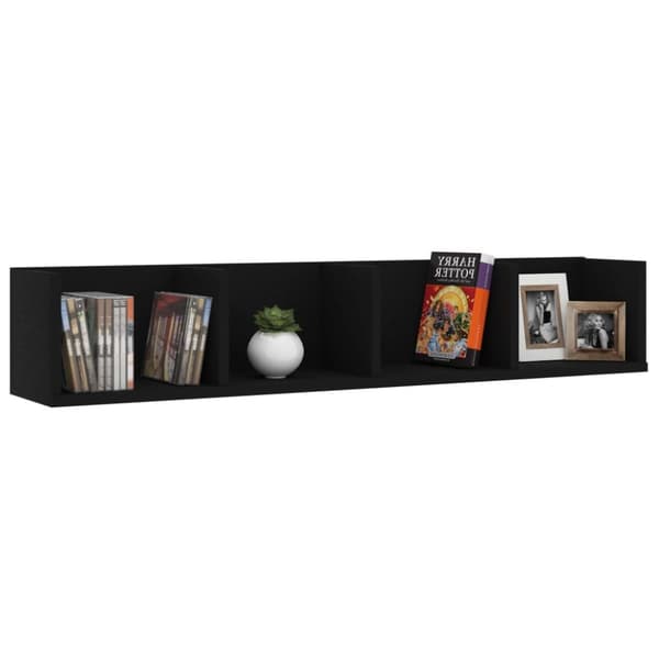 CD-hylla svart 100x18x18 cm konstruerat trä