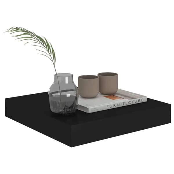 Svävande vägghyllor 2 st svart 23x23,5x3,8 cm MDF