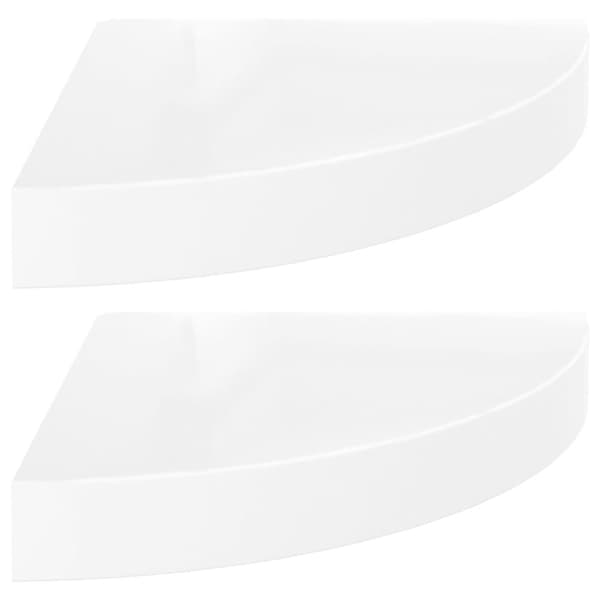 Svävande hörnhyllor 2 st vit högglans 25x25x3,8 cm MDF