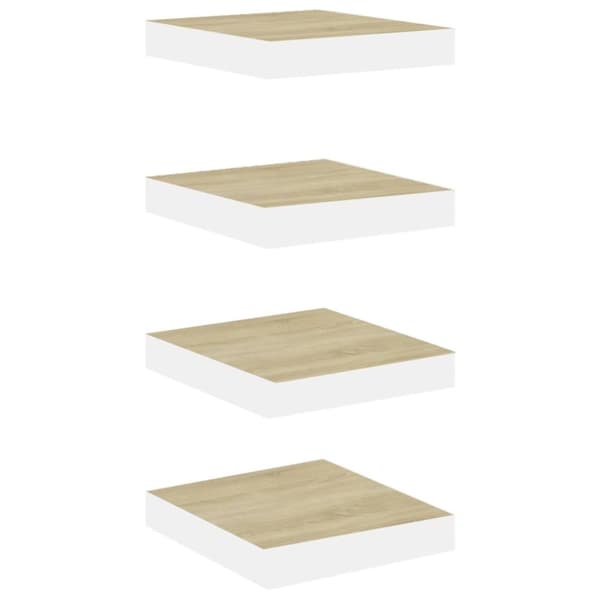 Kelluvat seinähyllyt 4 kpl tammi ja valkoinen 23x23,5x3,8cm MDF