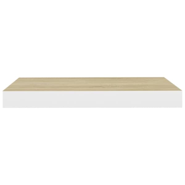 væghylder 2 stk. 50x23x3,8 cm MDF egetræsfarve og hvid