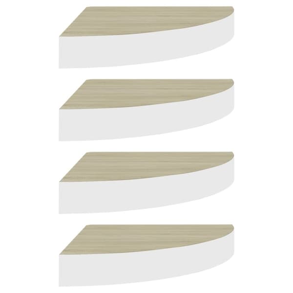 hjørnehylder 4 stk. 25x25x3,8 cm MDF egetræsfarvet og hvid