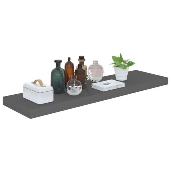 væghylder 2 stk. 90x23,5x3,8 cm MDF grå højglans