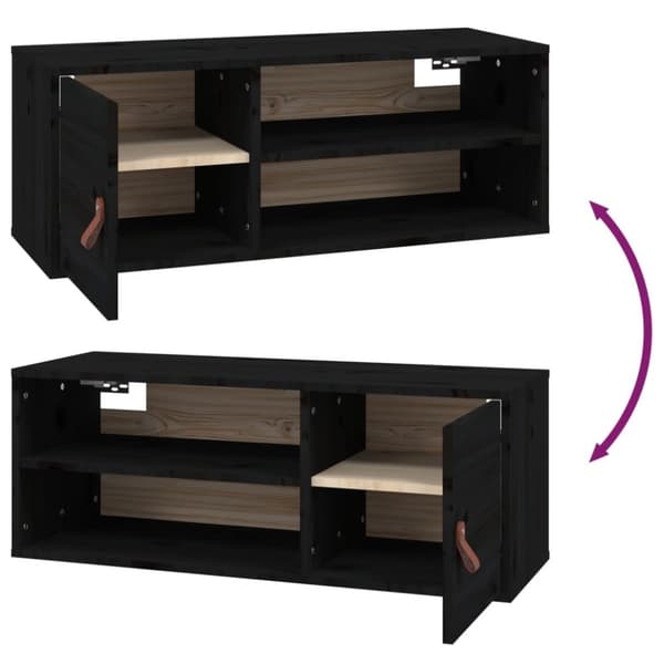 Seinäkaapit 2 kpl musta 80x30x30 cm täysi mänty