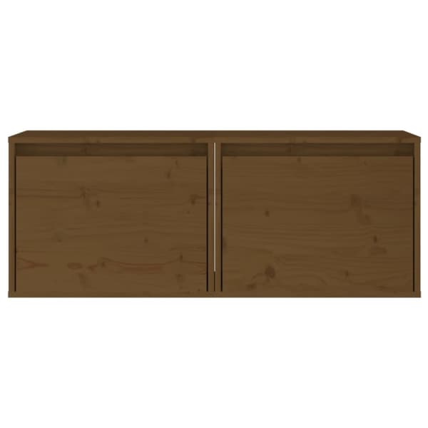 vægskabe 2 stk. 45x30x35 cm massivt fyrretræ honningbrun