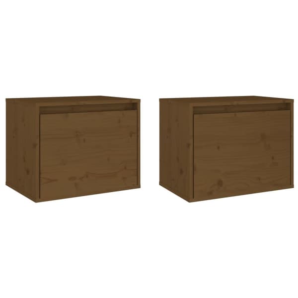 vægskabe 2 stk. 45x30x35 cm massivt fyrretræ honningbrun