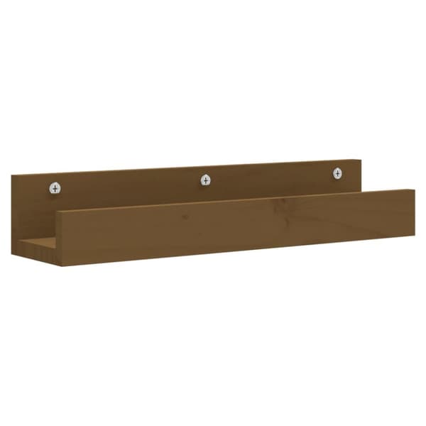 væghylder 2 stk. 50x12x9 cm massivt fyrretræ gyldenbrun