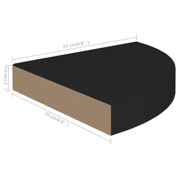 Svävande hörnhyllor 4 st svart 25x25x3,8 cm MDF