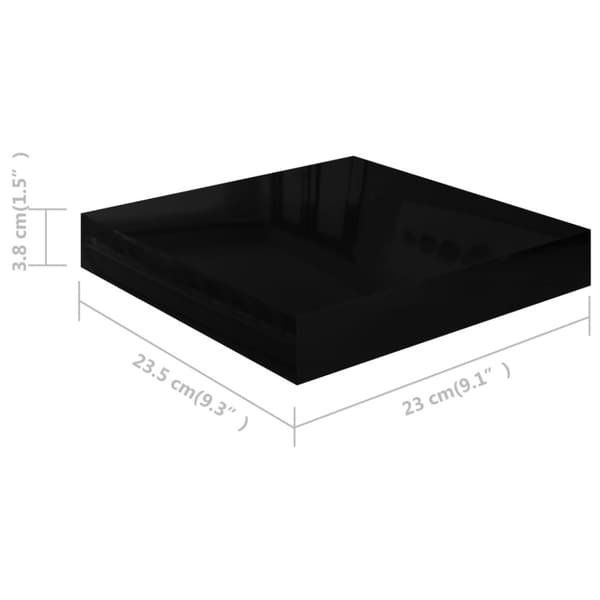 væghylde 23x23,5x3,8 cm MDF sort højglans