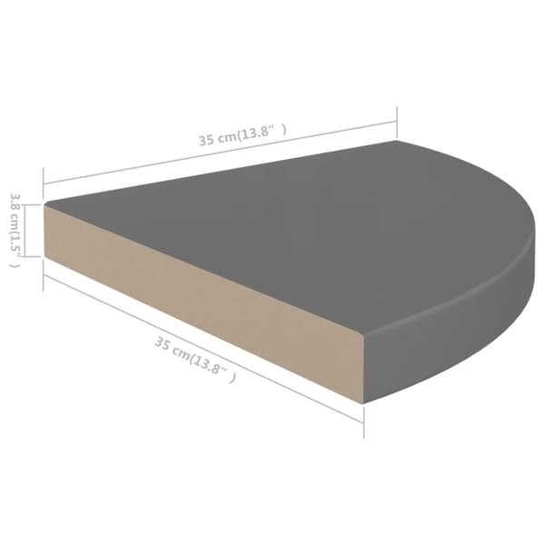 hjørnehylder 2 stk. 35x35x3,8 cm MDF grå højglans