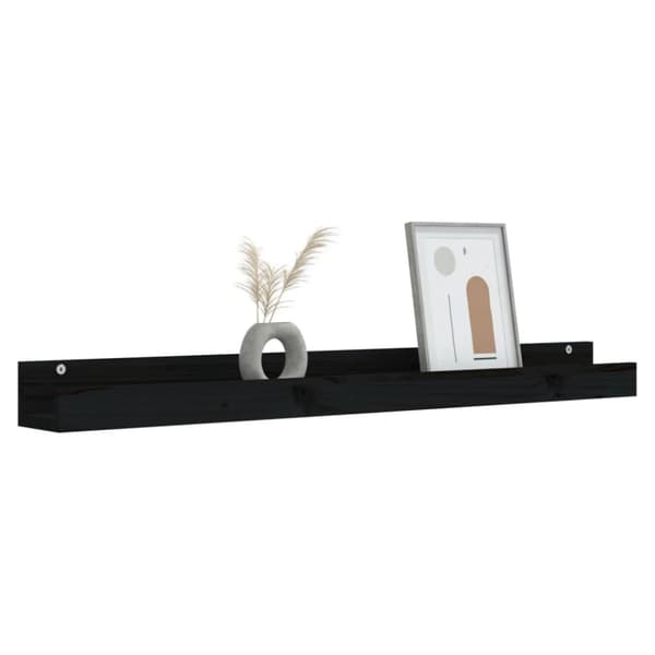 Seinähyllyt 2 kpl musta 110x12x9 cm täysi mänty