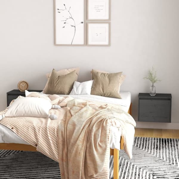 Seinäkaapit 2 kpl harmaa 45x30x35 cm täysi mänty