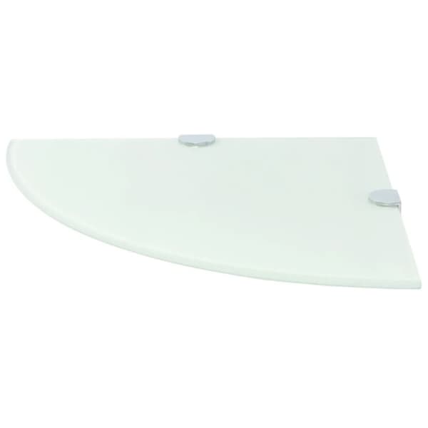 hjørnehylder m. krombeslag 2 stk. 25x25 cm hvidt glas