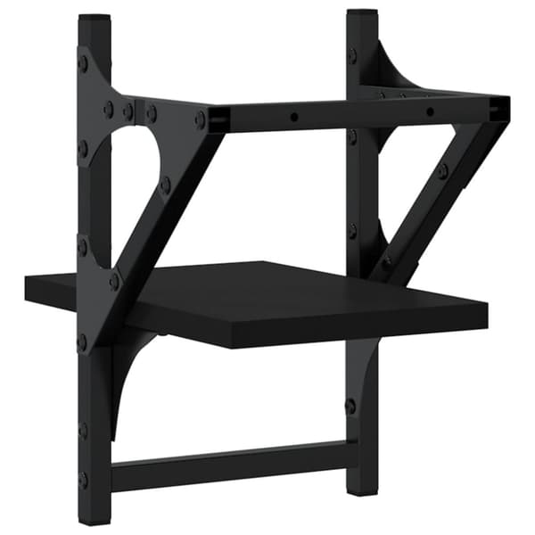 Vägghyllor med stänger 2 st svart 20x25x30 cm