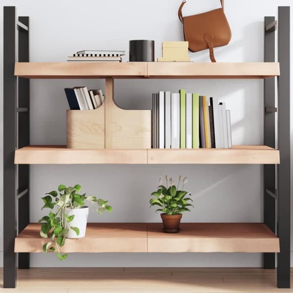 væghylde 120x50x(2-6) cm ubehandlet massivt egetræ