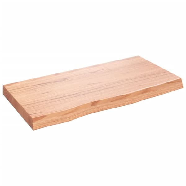 væghylde 80x40x(2-6) cm behandlet massivt egetræ lysebrun