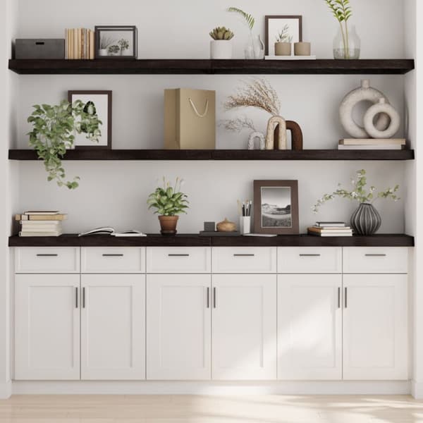 væghylde 200x40x(2-6) cm behandlet massivt egetræ mørkebrun