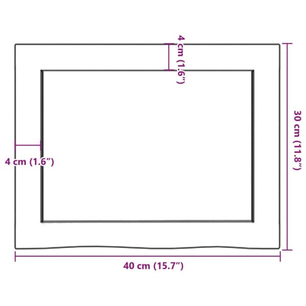 væghylde 40x30x(2-4) cm behandlet massivt egetræ lysebrun