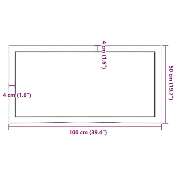 bordplade til badeværelse 100x50x(2-6) cm massivt træ mørkebrun