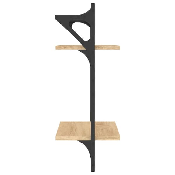 Seinähyllyt tangoilla 2 tasoa 2 kpl Sonoma-tammi 30x25x65 cm