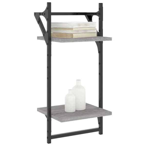 Seinähyllyt tangoilla 2 tasoa 2 kpl harmaa Sonoma 30x25x65 cm