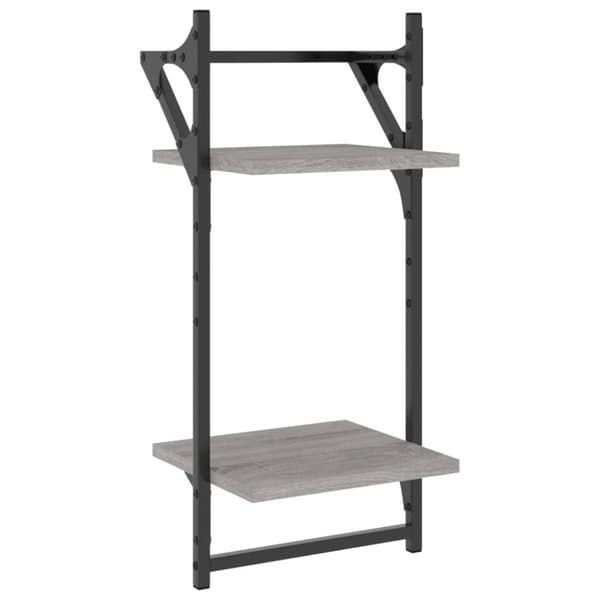 Seinähyllyt tangoilla 2 tasoa 2 kpl harmaa Sonoma 30x25x65 cm