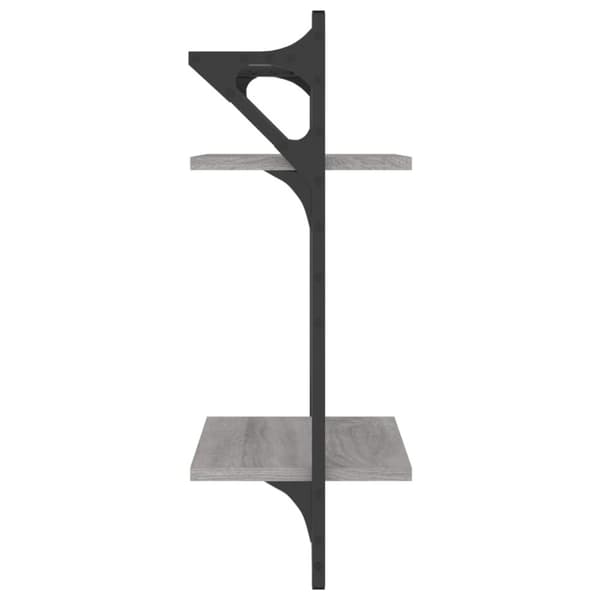 Seinähyllyt tangoilla 2 tasoa 2 kpl harmaa Sonoma 30x25x65 cm