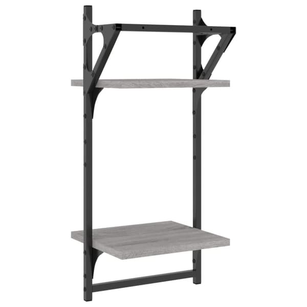 Seinähyllyt tangoilla 2 tasoa 2 kpl harmaa Sonoma 30x25x65 cm