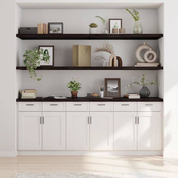 Vägghylla mörkbrun 220x60x(2-4) cm behandlad massiv ek