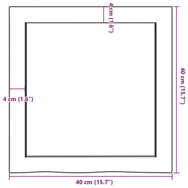 bordplade til badeværelse 40x40x(2-6) cm massivt træ lysebrun