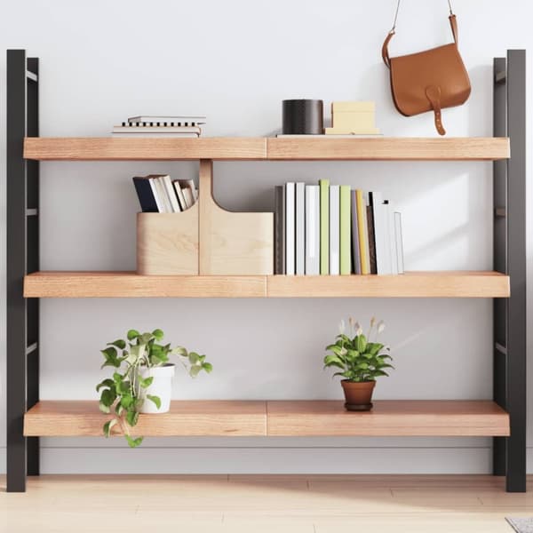 væghylde 140x40x(2-6) cm behandlet massivt egetræ lysebrun
