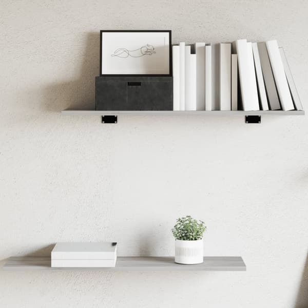 vidaXL væghylder 4 stk. 80x20x1,5 cm konstrueret træ grå sonoma-eg