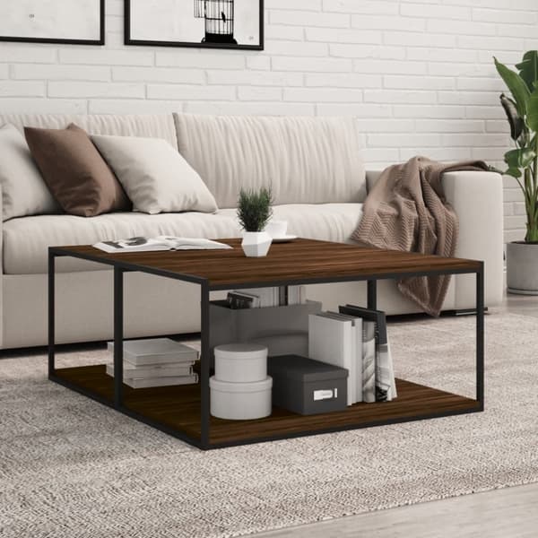 vidaXL væghylder 4 stk. 80x50x1,5 cm konstrueret træ brunt egetræ