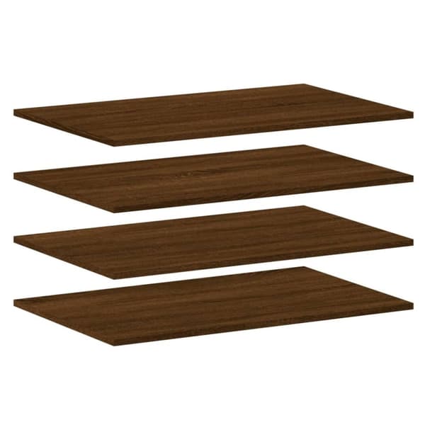 vidaXL væghylder 4 stk. 80x50x1,5 cm konstrueret træ brunt egetræ