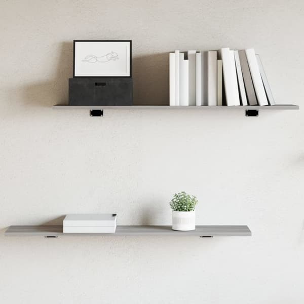 vidaXL væghylder 4 stk. 100x20x1,5 cm konstrueret træ grå sonoma-eg