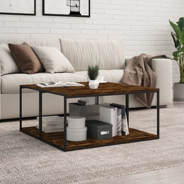 vidaXL væghylder 4 stk. 80x30x1,5 cm konstrueret træ røget egetræ