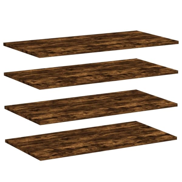 vidaXL væghylder 4 stk. 80x30x1,5 cm konstrueret træ røget egetræ