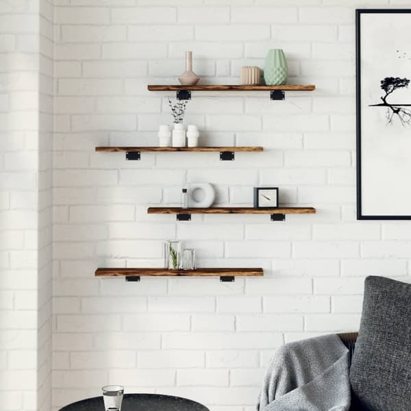 vidaXL væghylder 4 stk. 60x10x1,5 cm konstrueret træ røget egetræ