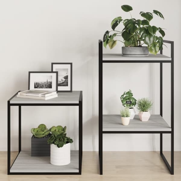 vidaXL væghylder 4 stk. 40x40x1,5 cm konstrueret træ grå sonoma-eg